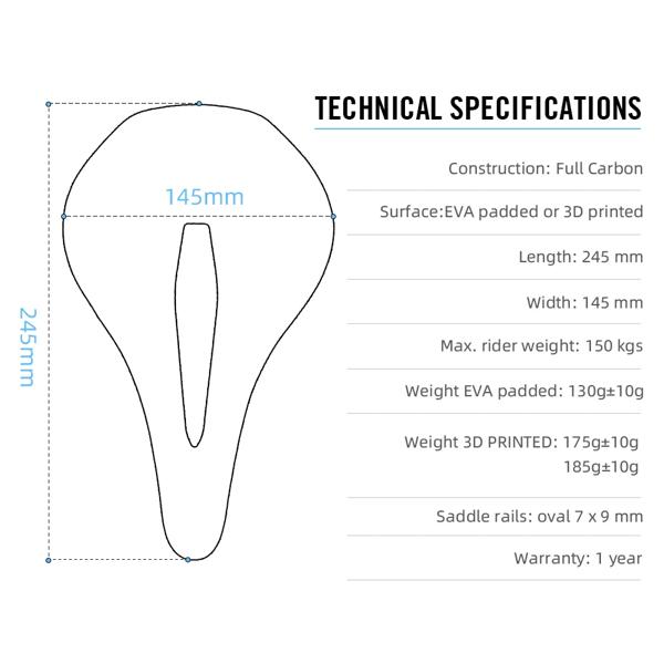 RYET 3D プリント自転車サドル 145 ミリメートル 130 グラム 7*9