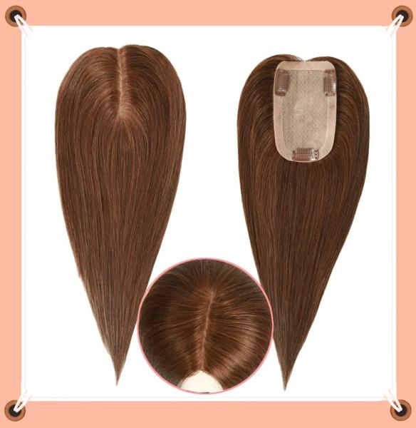 薄毛用シルクベース人毛ヘアピース 自然な見た目 女性用ヘアピース バージンヘアトップピース