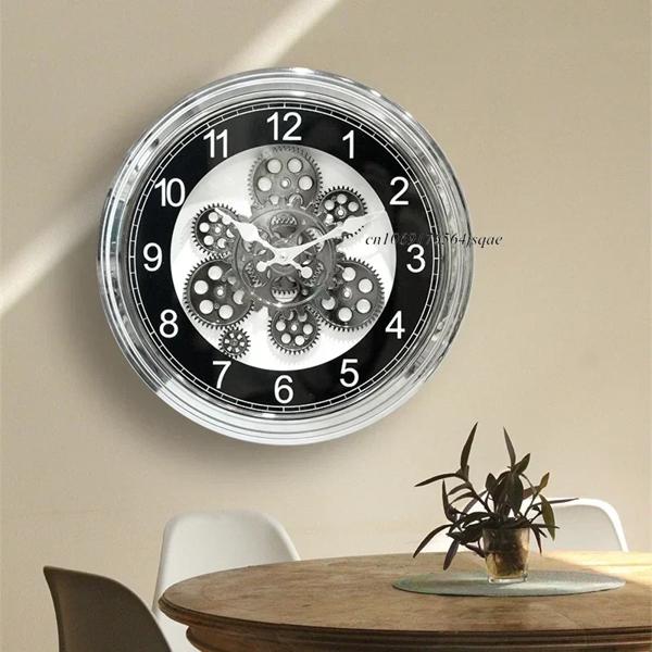 スチームパンクスタイルの壁時計 大型の素朴な時計 モダンでリアルな ヴィンテージ 工業用