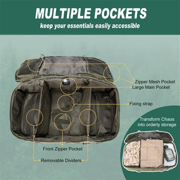 40L 60L 80L 大型ダッフルバッグ戦術的なバックパック屋外キャンプバッグ Molle 男性バックパック旅行バッグハイキング用_4
