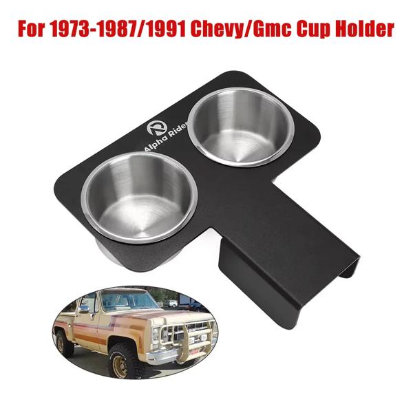 車のフロントシートカップホルダー、黒のピックアップトラック、シボレーGMC 1973-1989、スクエアボディ、2カップ