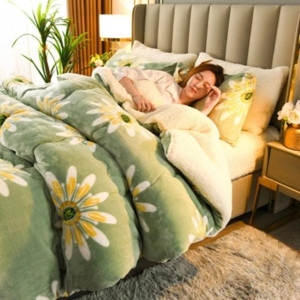 厚いフランネルフリースの寝具,暖かい掛け布団,寒い夜のセット,ベッド,毛布,冬_1