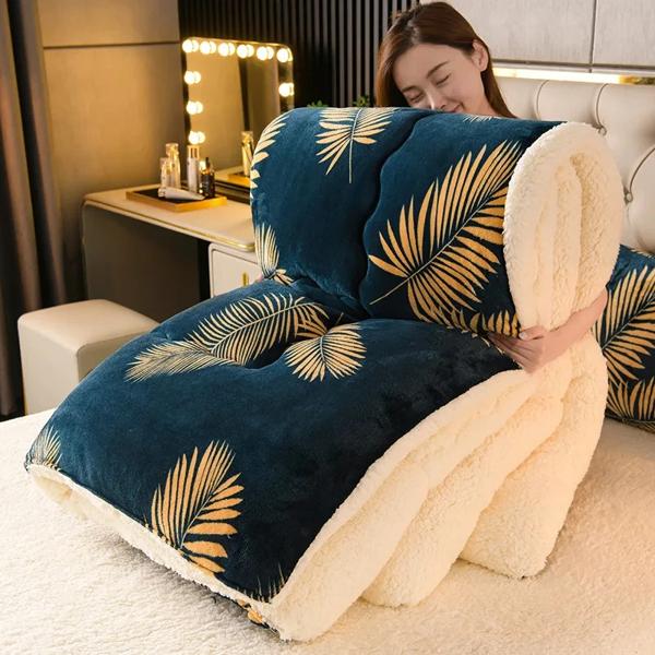 厚いフランネルフリースの寝具,暖かい掛け布団,寒い夜のセット,ベッド,毛布,冬_2