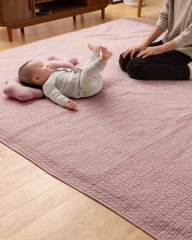ナイスデイ mofua(モフア) イブル マルチカバー キルティングマット スモーキーピンク M (200×200cm) 綿100% cloud柄 キルティング ラグカバー ベッドカバー ソファーカバー プレイマット ベビー 低ホルム 乳幼児基準 洗える 36204292の通販は