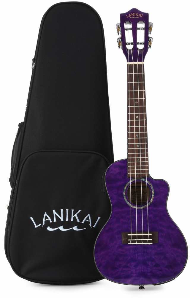 LANIKAI ラニカイ エレクトリック コンサートウクレレ QM-PUCEC Quilted Maple Purple Stain Concert A/E Ukulele ケース付