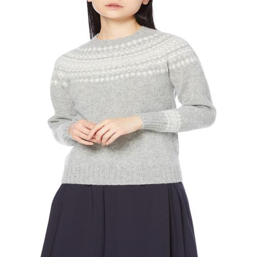ハーレーオブスコットランド セーター YOKE PATTERN CREW NECK SWEATER レディース Silver/White UK 32 (日本サイズS相当)