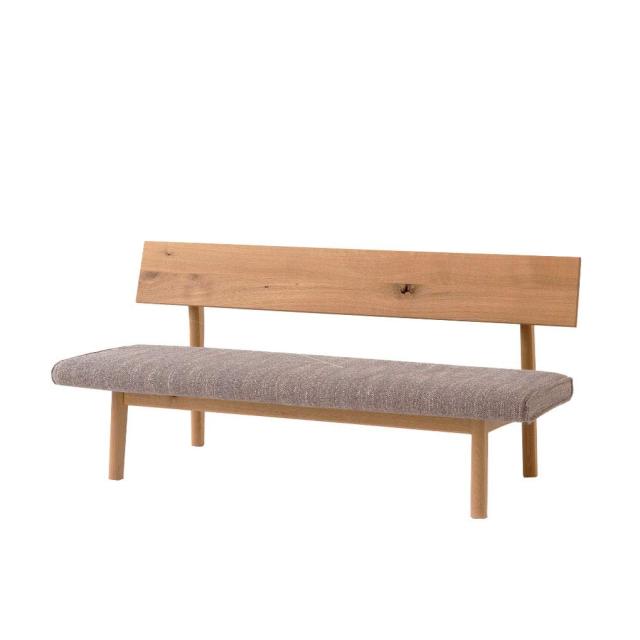 飛騨産業 森のことば ダイニングベンチ 幅145x奥行62x高さ80x座高43cm ホワイトオーク(節入)/OF(オイル仕上) カバーリングタイプ カラー:サフィロスBR