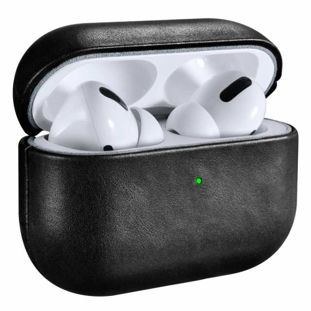 ケース for AirPods Pro（2019年10月発売専用）EUKUS for AirPods Pro レザーケース カバー エアーポッズプロケース 分離式 全面保護 落下防止 耐衝撃 紛失防止 装着充電可能 充電便利 LEDライト可視 ワイヤレス充電対応 持ち運びに便利 (黒)の通販は