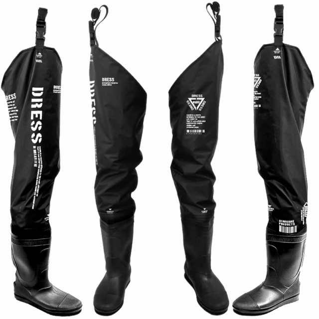 DRESSヒップウェーダーAIRBORNE フェルトスパイクソールXL ブラック 釣り 胴長 長靴 ブーツ 防水 海釣り 渓流 防災 災害 ウェーディング フローティング 多機能の通販は
