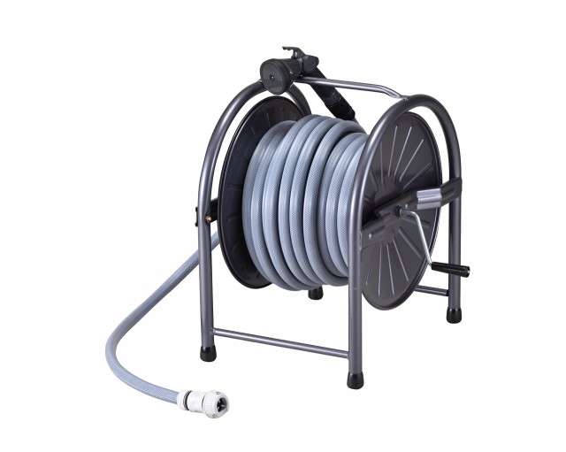 限定グリーンライフ スチールホースリール ホースセット 25m ホース内径15? グレー おしゃれ HR-L25D(GY)-AZの通販は