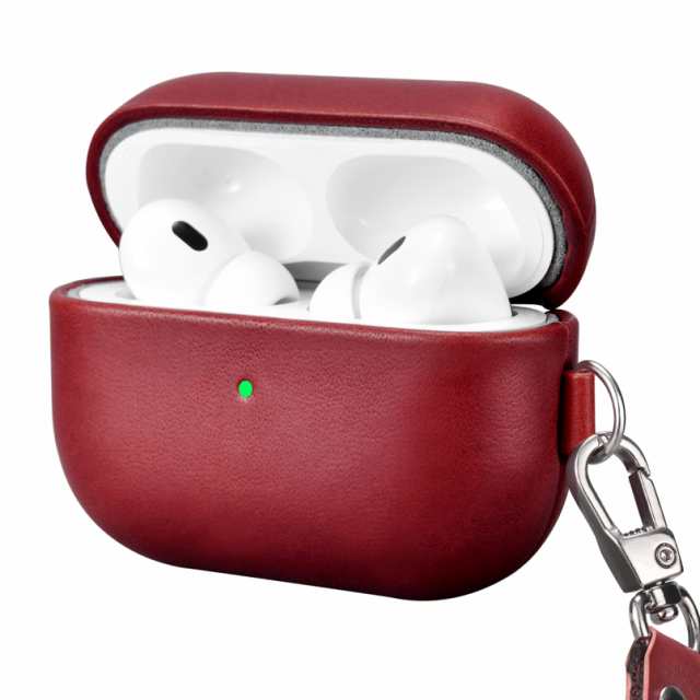 AirPods Pro 2 用 ケース 本革(2029月発売専用)落下防止 耐衝撃 保護ケース AirPods Pro2 レザーケース カバー 分離式 全面保護 エアーポッズプロ2 ケース 装着充電可能 LEDライト可視 ワイヤレス充電対応 持ち運びに便利 ストラップ付き(ダークレッド)の通販は