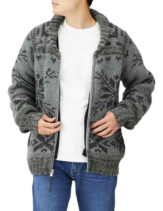 ヒューストン カーディガン COWICHAN KNIT CARDIGAN(SNOW) Grey