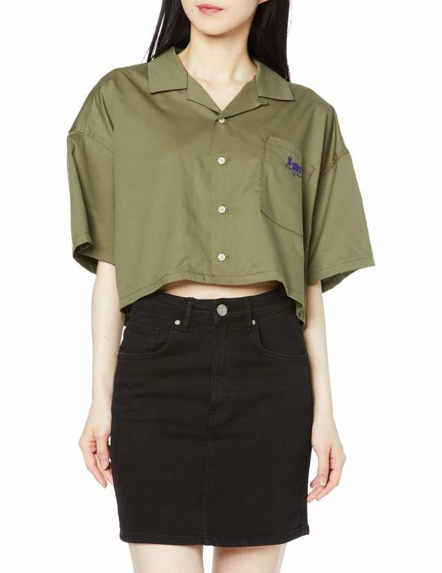 エックスガール ボタンシャツ ANONYMITY OPEN COLLAR CROPPED SHIRT レディース OLIVEの通販は
