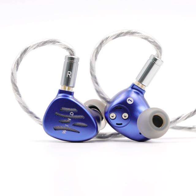 BQEYZ コイル式骨伝導+ダイナミック ハイブリッドイヤホン Wind 藍 (4.4mm) イヤホンケース付きの通販は