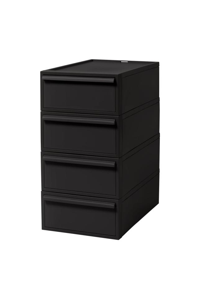ライクイット (like-it) 収納ボックス クローゼットシステム 引出し (S) 4個組 オールブラック CS-D1 4P 奥行き52cm 衣装ケース 衣類収納 届いてすぐに使えるの通販は