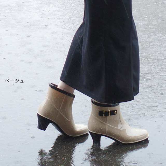 レインブーツ PVC ブーツ 6センチヒール 雨・晴れ兼用 撥水