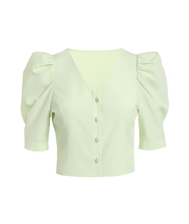 パフスリーブ ブラウス トレンド 韓国 レディース Vネック