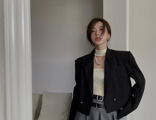 ショート丈 ジャケット テーラードジャケット レディース バック