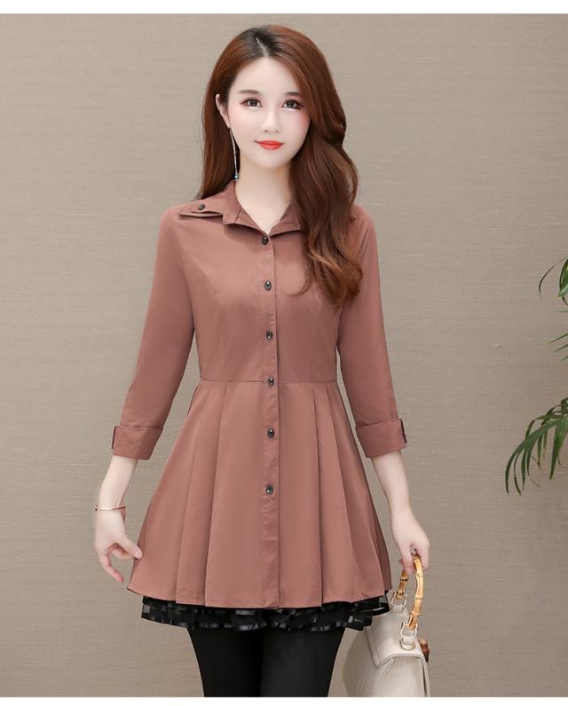 トレンチコート 7分袖 Aライン ショート丈 レディース 大きいサイズ