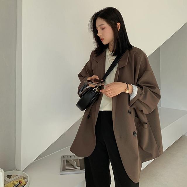 ブラック オーバーサイズ ロングジャケット OVERSIZED SINGLE BREASTED LONG JACKET-オーバーサイズシングル
