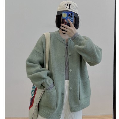 トップス ニット カーディガン 4色 長袖 レディース 厚手 ゆったり 大きめ シンプル カジュアル ラフ 無地 ベージュ グリーン 緑 黒 ブラック ブルー 青 くすみカラー ルーズ ゆる リラックス 部屋着 ルームウェア 萌え袖 休日 お出かけ 公園 体型カバー 着痩せ 20代 30代の通販は 5,480円