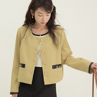 アウター テーラード ジャケット コート 2色 バイカラー レディース ショート丈 ゆったり 長袖 きれいめ エレガント 上品 清楚 黒 ブラック イエロー 黄色 くすみカラー シンプル カジュアル 体型カバー 細見え 着痩せ 秋 冬 春 かわいい 大人可愛い オシャレ お洒落 ОL 通勤