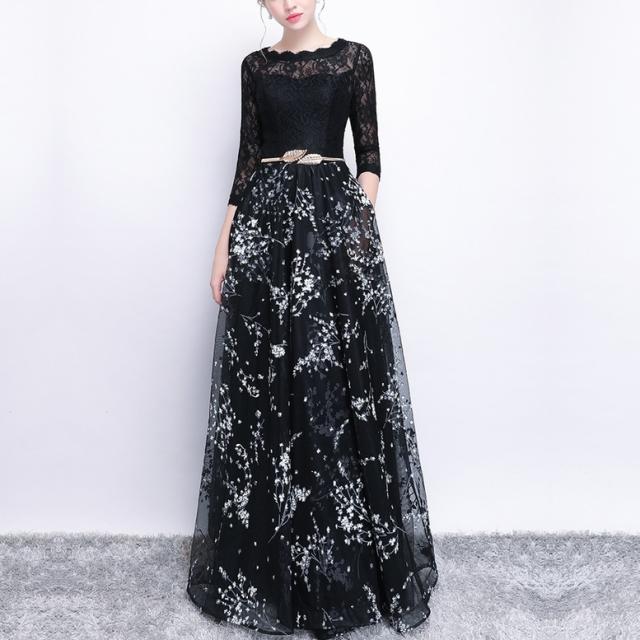パーティードレス ドレス レディース ロング丈 結婚式 ワンピース 花柄 ウエディングドレス フォーマル お呼ばれ 発表会 大人 ピアノ 発表会 ロングドレス 演奏会 母親 黒 袖付き ブライズメイド 演奏会ドレス フォーマル 大きいサイズ 小さいサイズ 花柄 卒業式 パーティー