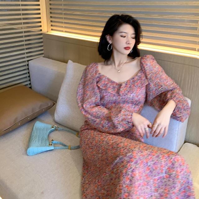 小花柄オフショルシフォンワンピース ワンピース レディース 花柄