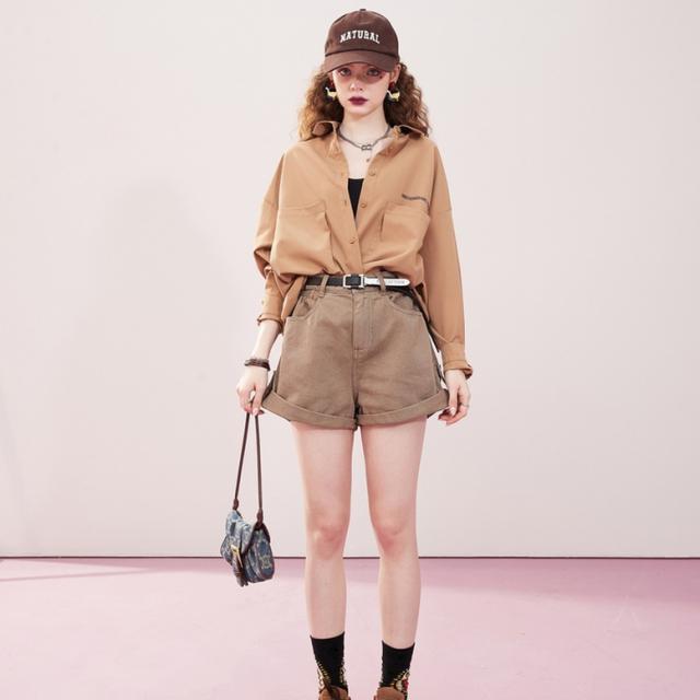 ビッグポケット付きシャツ トップス レディース シャツ ブラウス 襟