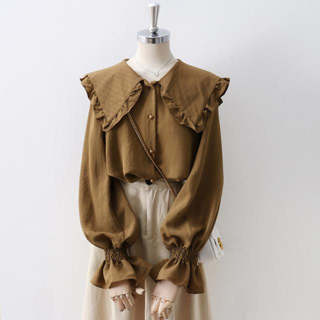 THE PAUSE　シャツ　フリルカラー　ブラウス　ビッグカラー　シャツ wee9s ブラウス シャツ big collar frill half blouse / 付け襟