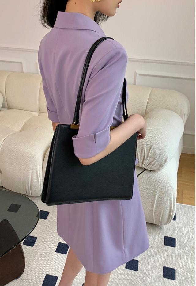 ワンピース レディース スーツ風ワンピース S M L XL パープル 紫