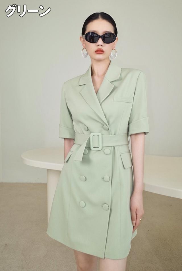 ワンピース レディース スーツ風ワンピース S M L XL パープル 紫