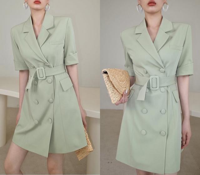 ワンピース レディース スーツ風ワンピース S M L XL パープル 紫