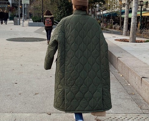 ロングコート レディース アウター コート S M L XL アーミーグリーン