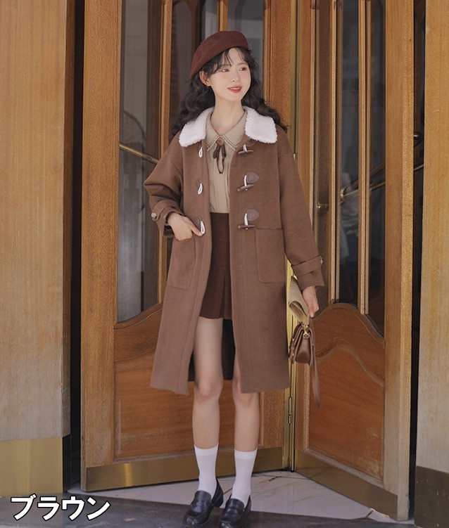 楽天市場】オーバーサイズロングダッフルコート(ブラウン