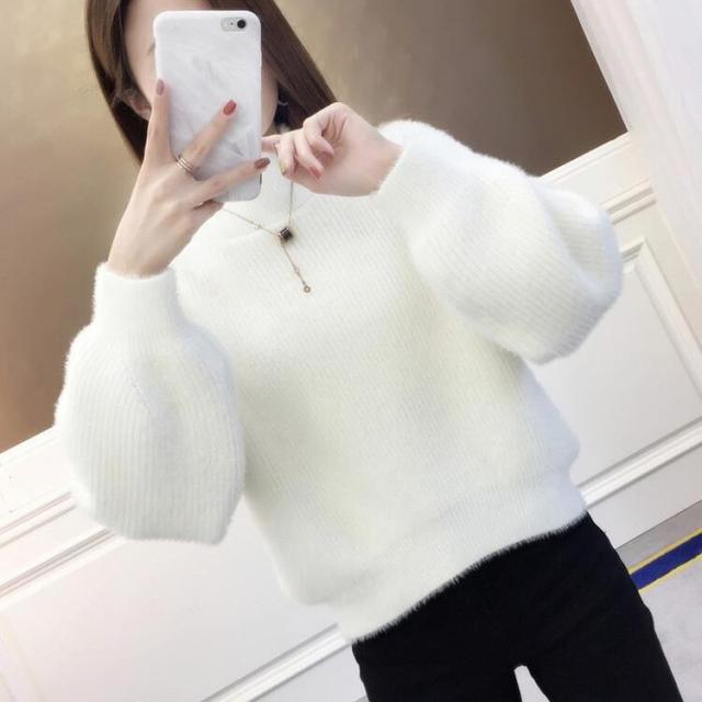 秋冬 フリース セーター トップス セーター 上着 ショート丈 袖あり 長袖 ハーフタートルネック 襟付き ストレート レギュラー ヘッジング もこもこ 編み込み 伸縮性 ウール 厚手 普通生地（秋冬用） 大人可愛い カジュアル 大人 お洒落 大人女子 ラブリー ガーリー 無地 秋の通販は 5,980円