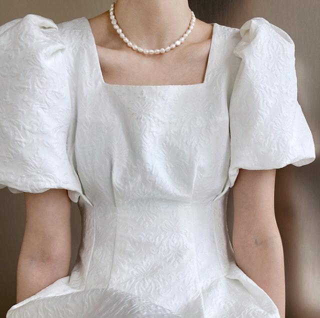 ドレスワンピース ドレス ワンピース 半袖 スクエアネック 夏 ホワイト ブラック S M L かわいい 大人可愛い きれいめ シンプル カジュアル 大人 上品 おしゃれ お洒落 かっこいい レトロ アジアン エスニック エキゾチック 大人可愛い 大人女子 こなれ感 ラフ キュート