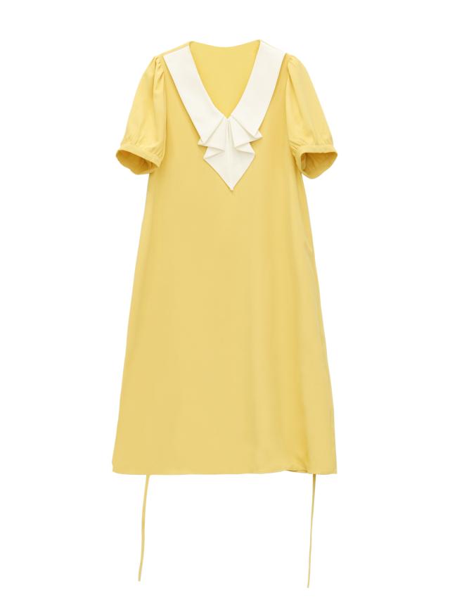 ロングワンピース 着やせ ゆったり 大きめ 半袖 リボン 夏 かわいい