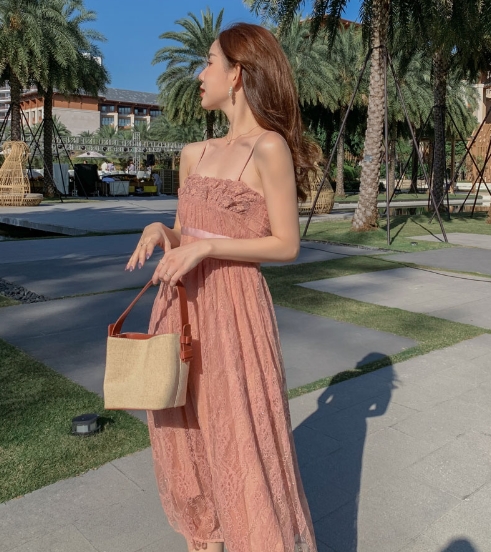 妖精 ワンピース プルオーバー ワンピドレス ひざ丈 ミディアム丈 ノースリーブ スリム Aライン レース ウエストリボン ハイウエスト かわいい 大人可愛い きれいめ 上品 ラブリー キュート ガーリー 柄 夏 10代 20代 30代 レディース ママ 女の子 学生 デート お出かけ