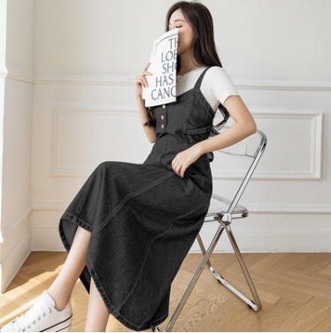 デニム ワンピース デニムワンピース ミモレ丈 ノースリーブ Aライン リボン ウエストリボン バックリボン デニム 大人可愛い シンプル カジュアル 大人女子 こなれ感 ラフ ラブリー ガーリー カントリー 無地 春 夏 10代 20代 30代 レディース 女性用 ママ 女の子 学生の通販は