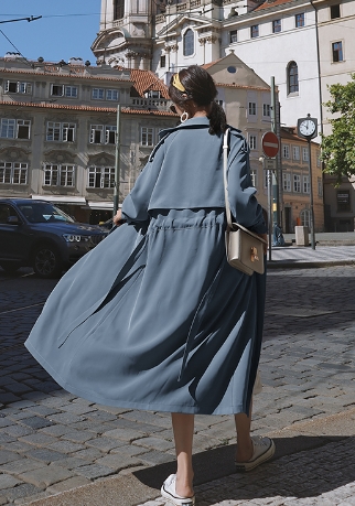 アウター コート ウインドブレーカー ロングコート ひざ丈 長袖 V