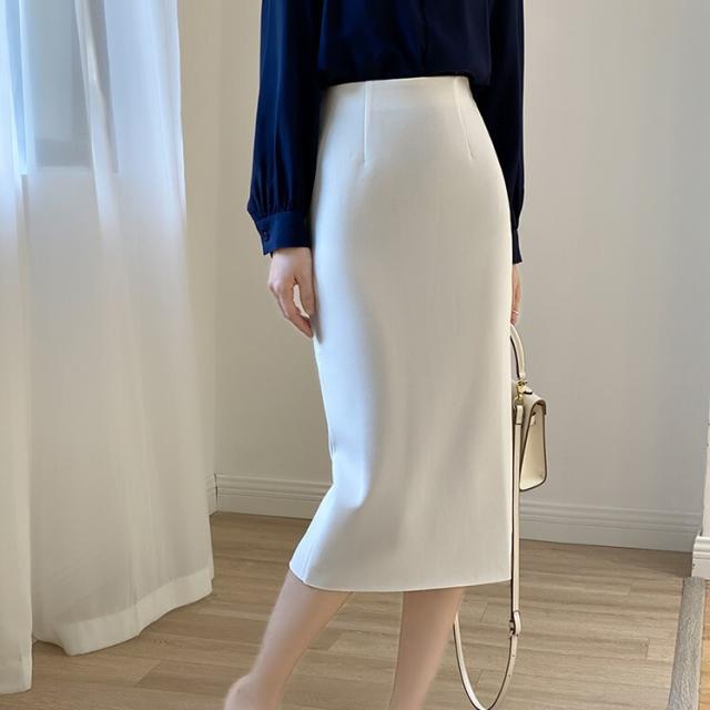 ハイウエストスカート スカート ボトムス タイトスカート ミモレ ミモレ丈 ロング ロング丈 スリム 細身 ストレート Hの形 スリット ハイウエスト アセテート スパンデックス 大人可愛い きれいめ シンプル 大人 上品 大人女子 エレガント モダン フォーマル 無地 秋 20代