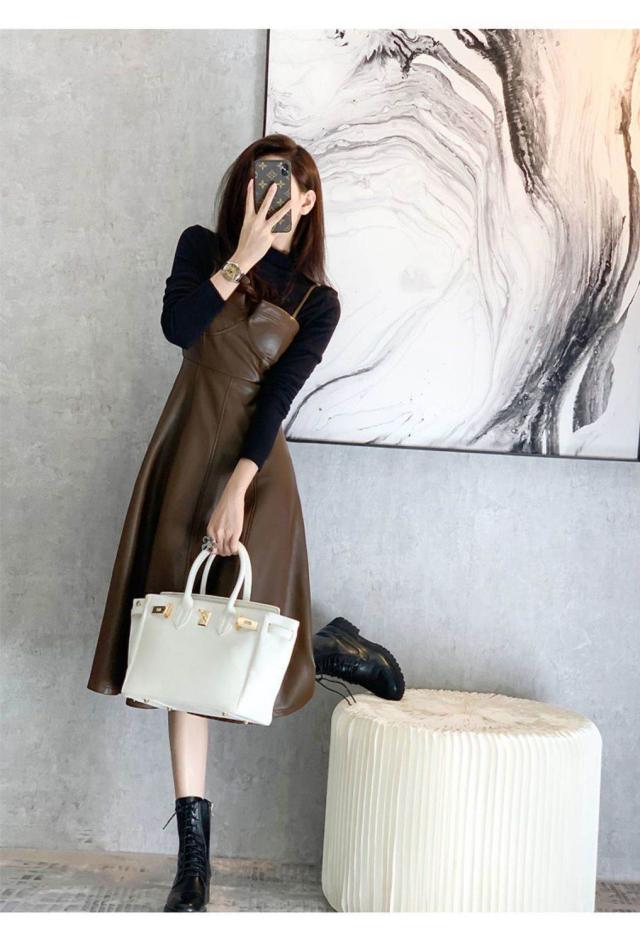 サスペンダーレザースカート スカート ボトムス ワンピース ドレス