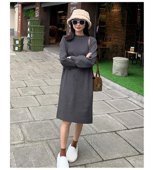 ニットワンピ スカート ボトムス プルオーバー ミディスカート 膝下 長袖 ラウンドネック Hの形 ルーズウエスト ニット かわいい 大人可愛い きれいめ シンプル カジュアル 大人 上品 おしゃれ お洒落 大人女子 ガーリー ルーズ 個性的 セクシー 無地 春 秋 20代 30代 ニットワンピ スカート ボトムス プルオーバー ミディスカート 膝下