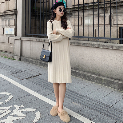 ニットワンピ スカート ボトムス プルオーバー ミディスカート 膝下