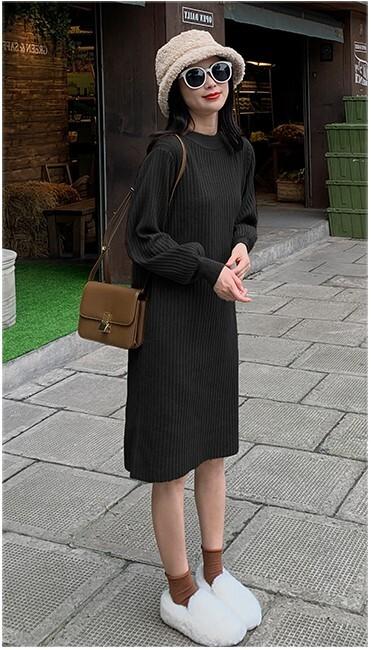 ニットワンピ スカート ボトムス プルオーバー ミディスカート 膝下 長袖 ラウンドネック Hの形 ルーズウエスト ニット かわいい 大人可愛い きれいめ シンプル カジュアル 大人 上品 おしゃれ お洒落 大人女子 ガーリー ルーズ 個性的 セクシー 無地 春 秋 20代 30代 ニットワンピ スカート ボトムス プルオーバー ミディスカート 膝下