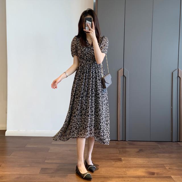 ワンピース ロングワンピース Vネック 長袖 半袖 かわいい 大人可愛い