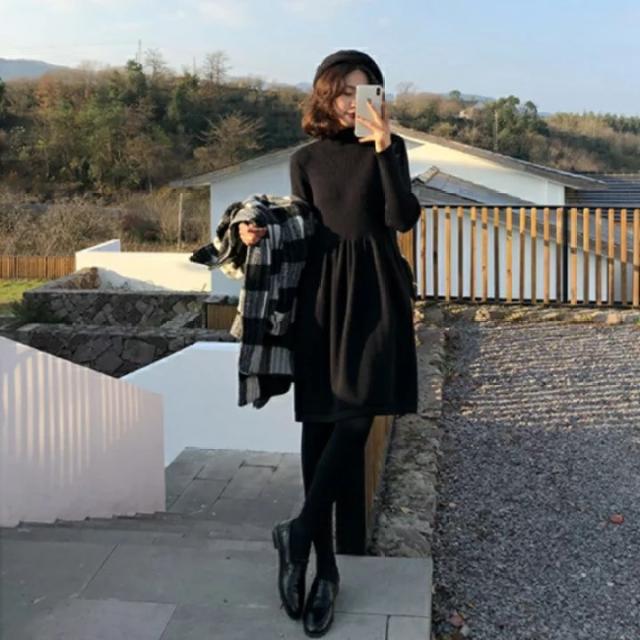 秋冬 インナー ワンピース トップス ワンピース プルオーバー ロングスカート ロング丈 ミドル丈 袖あり 長袖 タートルネック スリム Aライン ハイウエスト ニット シンプル 上品 お洒落 大人女子 こなれ感 無地 秋 冬 10代 20代 レディース 女性用 ママ オフィス ビジネス OLの通販は 5,206円