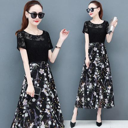 ワンピース ドレス プルオーバー ロングスカート ロング ロング丈 半袖 ラウンドネック レース 透け感 綿 ポリエステル 薄手 ポリウレタン 大人可愛い きれいめ 大人 上品 おしゃれ お洒落 レトロ 大人女子 ガーリー ルーズ 花柄 夏 お呼ばれ 20代 30代 40代 レディース