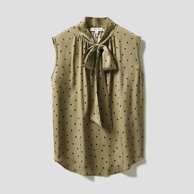 ポルカ ドット ノースリーブ トップス デート シャツ 上着 ショート丈